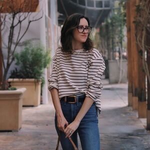 Striped Cream and Burgundy T-Shirt